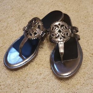 Sam Edelman pewter Circus sandals.